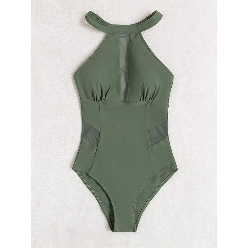 Damen Einteiler Badeanzug mit stylischem Mesh-Detail R&B