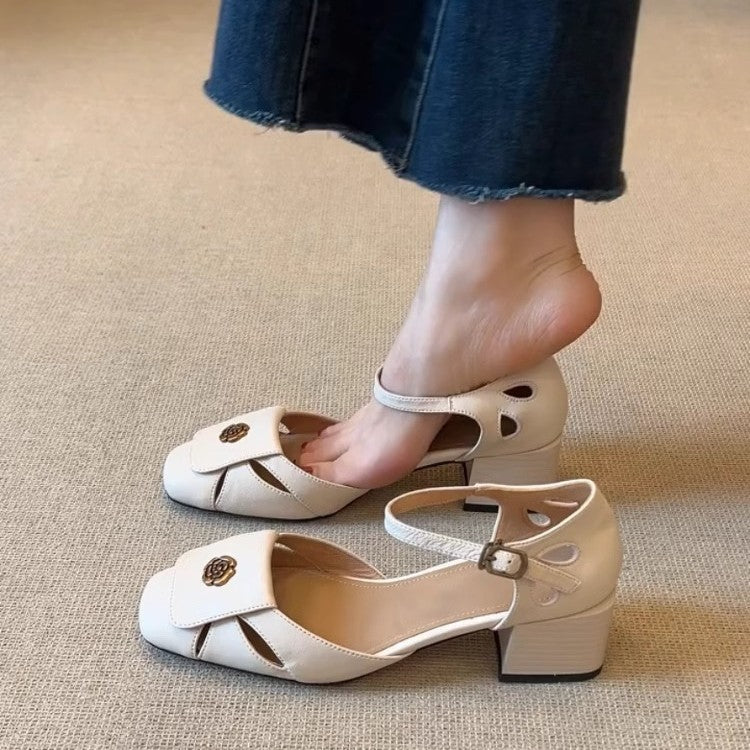 Damen elegante Slingback-Pumps mit modischem Riemchen und komfortablem Blockabsatz R&B