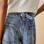 Damen Weit geschnittene Denim-Jeans mit modischem Design und einzigartigen Waschungen R&B