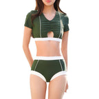 Damen Sportliches Bikini-Set mit gerafftem Oberteil R&B