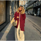 Damen Elegante Oversize-Jacke mit hohem Kragen und Taschen R&B