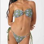 Damen Bandeau-Bikini mit raffinierten Knotendetails und floralem Muster R&B