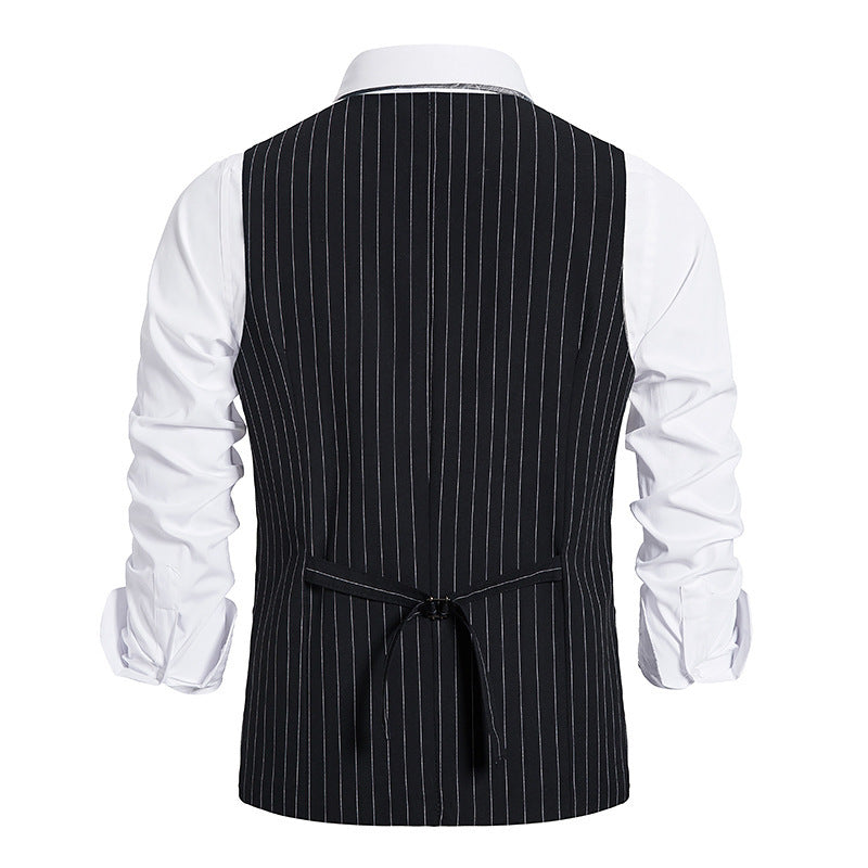 Herren elegante Anzugweste mit feinem Nadelstreifenmuster R&B