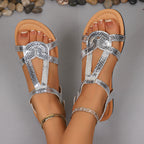 Damen Riemchen-Sandalen mit modischem Schlangenleder-Design R&B