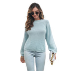 Damen lässiger Strickpullover mit weitem Arm R&B