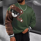 Herren Sweatshirt mit plüschiger Bärenapplikation