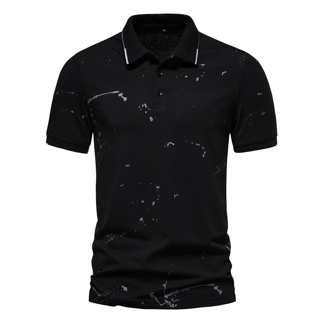 Herren Poloshirt mit kreativen Spritzdruck und hochwertiger Baumwolle R&B