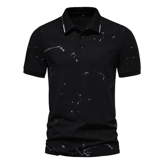 Herren Poloshirt mit kreativen Spritzdruck und hochwertiger Baumwolle R&B