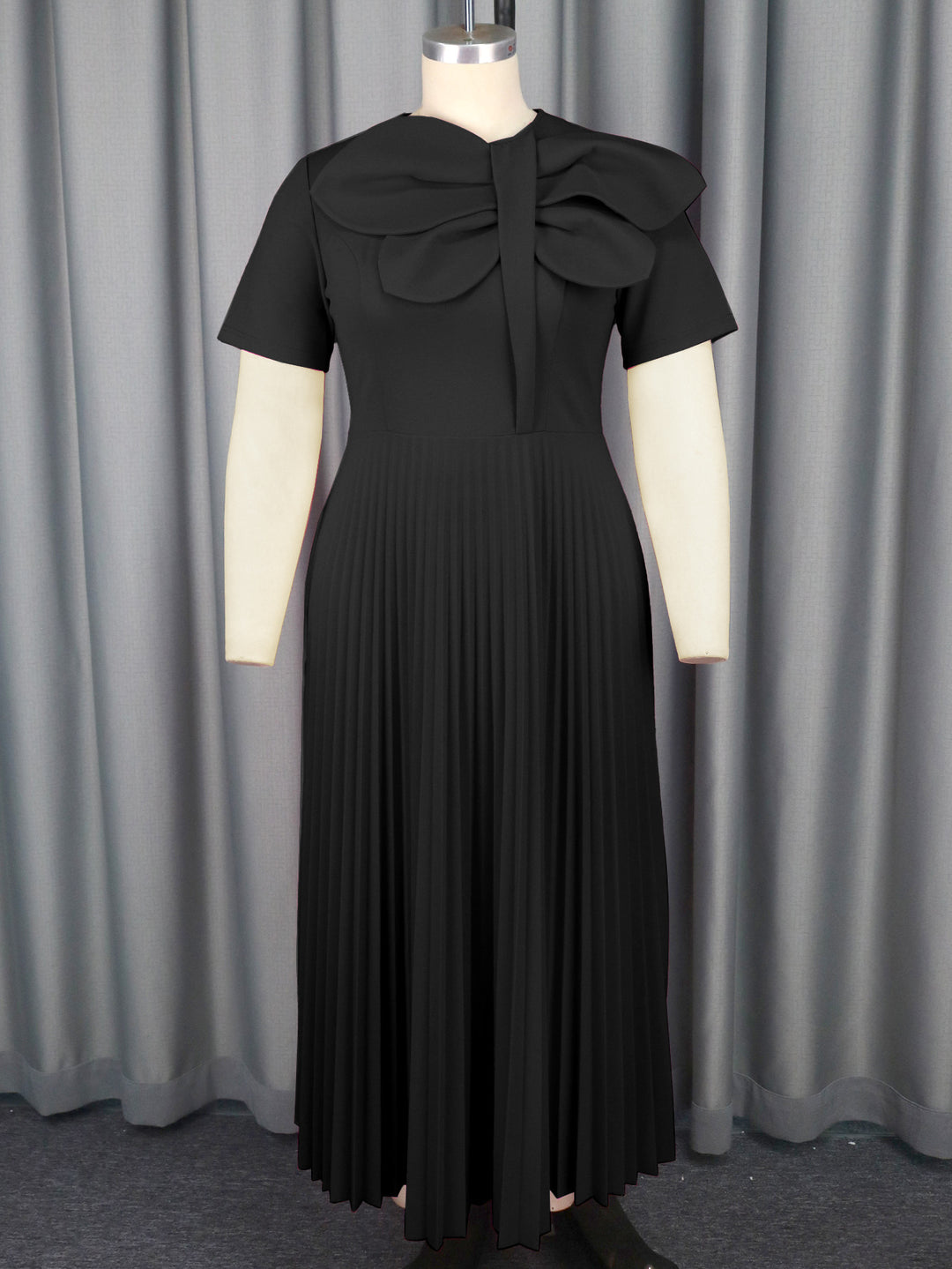 Damen Elegantes Midikleid mit voluminösem Schleifenakzent R&B