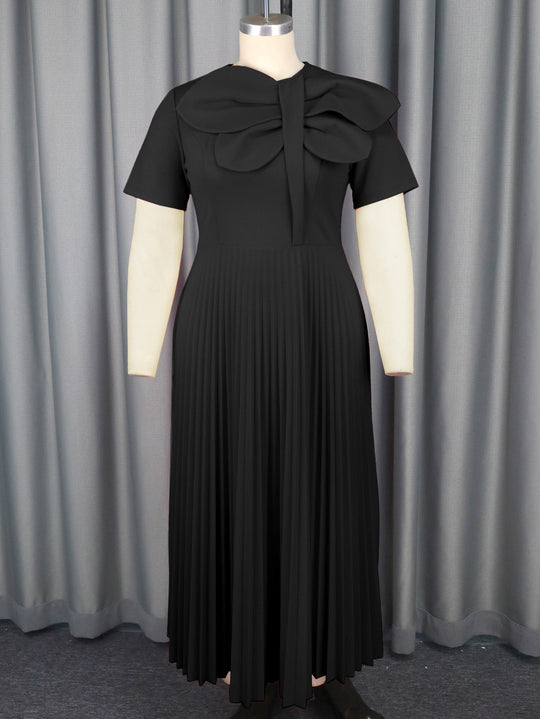 Damen Elegantes Midikleid mit voluminösem Schleifenakzent R&B