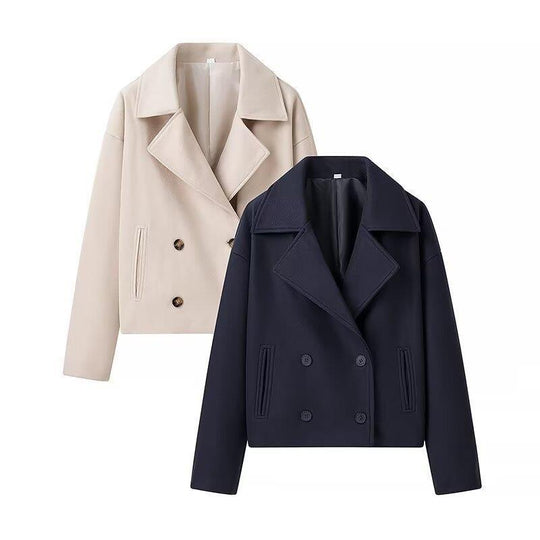 Damen elegante Wolljacke mit doppelter Knopfleiste und modernen Details R&B