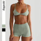 Damen Sport-Bustier und Shorts-Set mit hohem Bund R&B