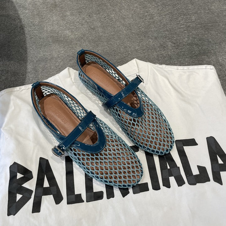Damen Netz-Slipper mit verstellbarem Riemen und weichem Innenfutter R&B
