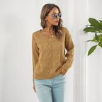 Damen modischer Strickpullover mit Herzmuster und V-Ausschnitt R&B