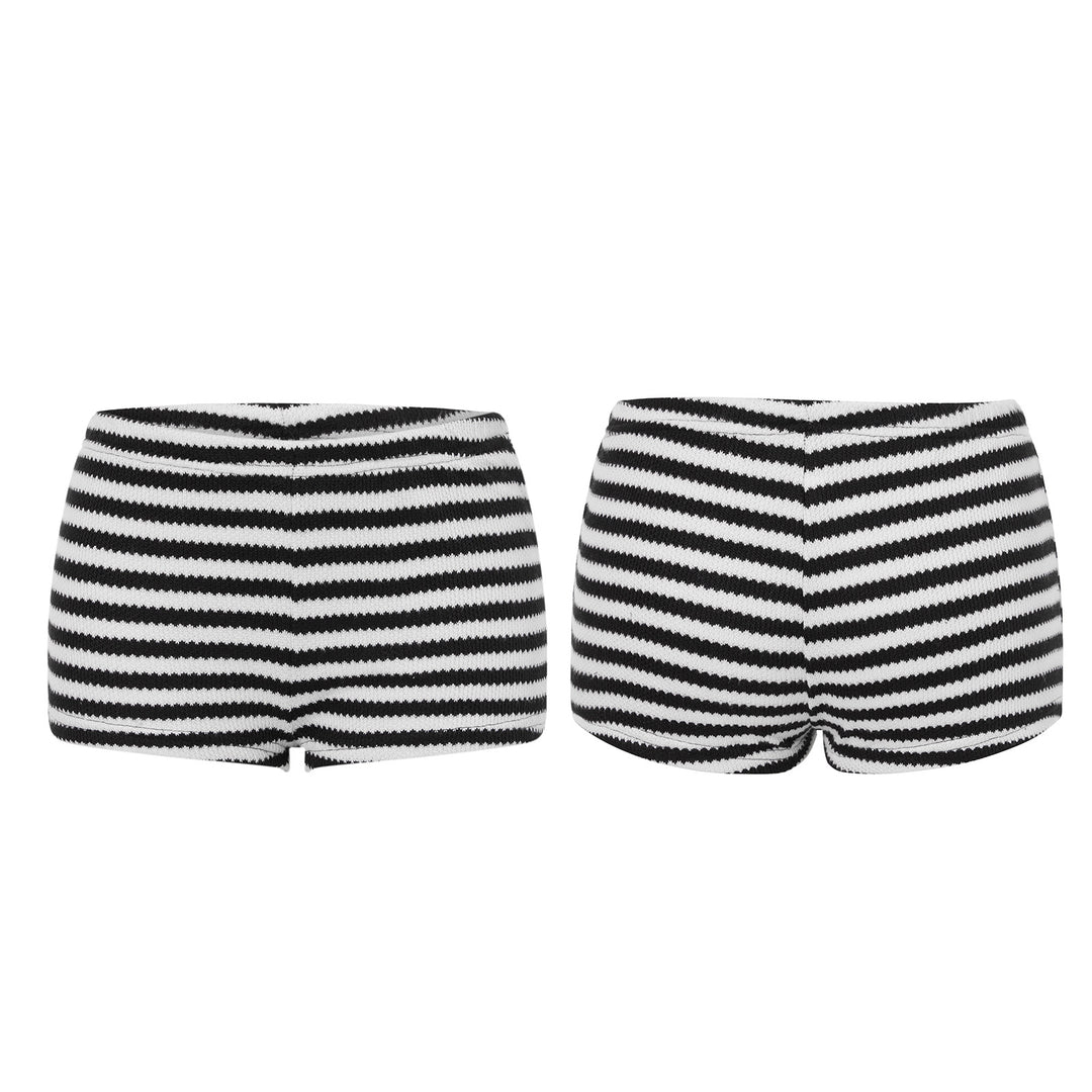Damen Mini-Shorts mit gestreiftem Strickmuster R&B