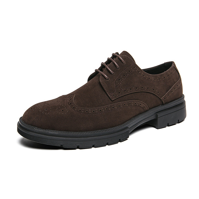 Herren elegante Schnürschuhe aus weichem Wildleder mit modischer Lochmusterung R&B