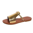 Damen Flache Sandalen mit geflochtenem Riemen und glänzender Oberfläche