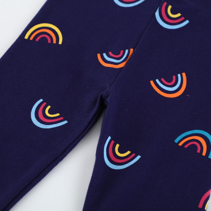 Mädchen Leggings mit buntem Regenbogenmotiv R&B