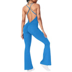 DamenSportlicher Jumpsuit mit schickem U-Ausschnitt und flared Beinen R&B