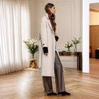 Damen eleganter Übermantel mit weitem Schnitt und Gürtel R&B