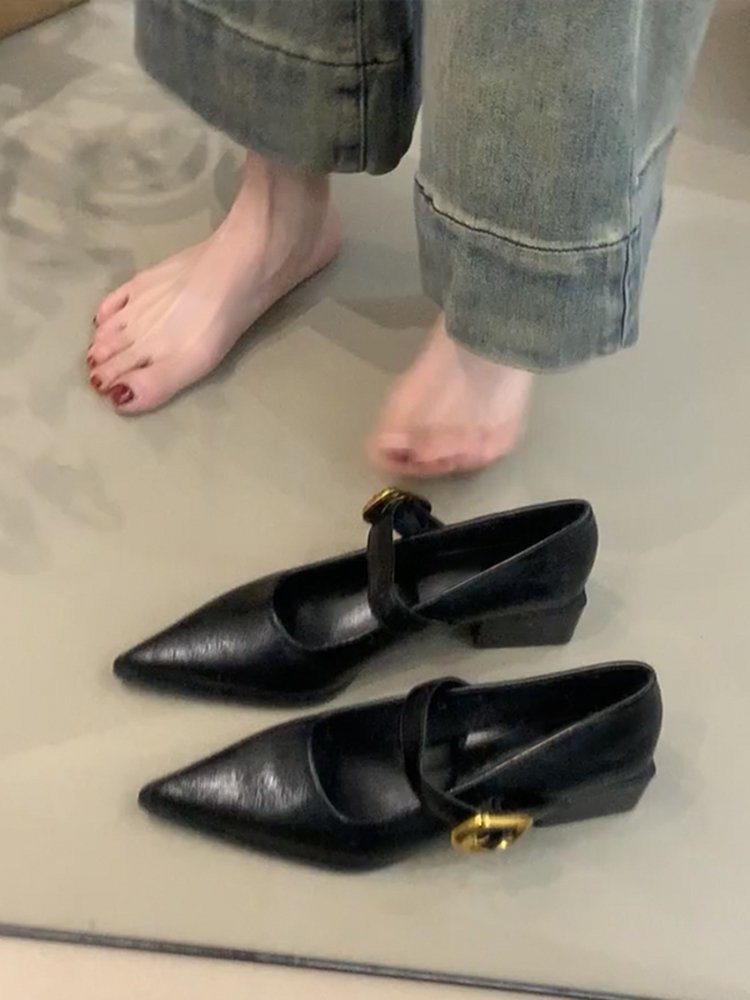 Damen elegante Mary Jane Ballerinas mit modischer Schnallenverzierung R&B