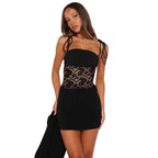Damen Spitzen-Top mit Spaghettiträgern und verstellbarem Bindedetail R&B