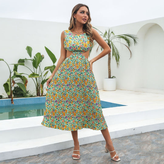 Damen Sommerkleid mit Cut-Out und floralen Motiven R&B