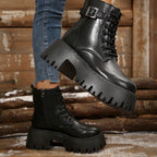 Damen Robuste Schnürstiefel mit Stylischem Profilsohle R&B