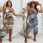 Damen eleganter Wickelsarong mit modernem Muster R&B