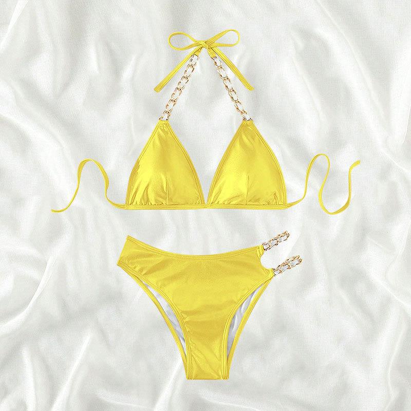 Damen Triangel-Bikini mit glamourösen Kettenakzenten