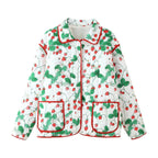 Damen gepolsterte Jacke mit Erdbeermuster R&B
