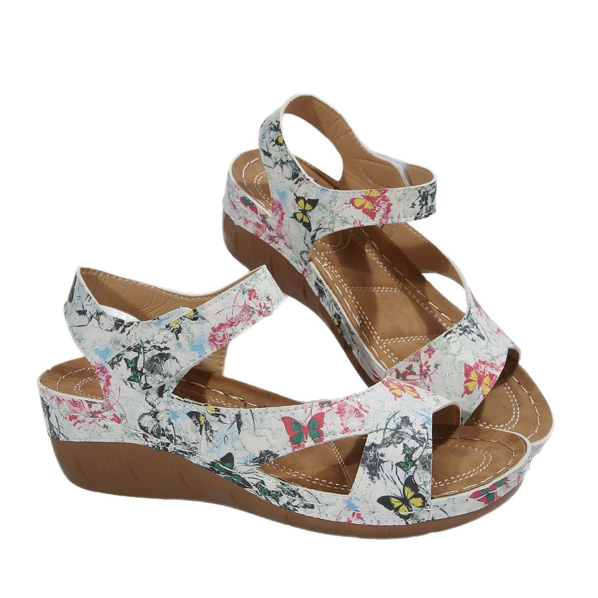 Damen Komfortable Riemensandalen mit verstellbaren Klettverschlüssen und anatomischem Fußbett R&B