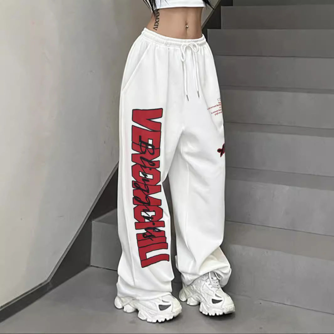 Damen Baggy-Hose mit auffälligem Grafikdruck und elastischem Bund R&B
