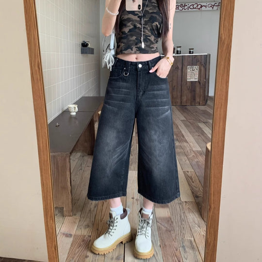 Damen Weite Denim-Culotte im modischen Urban-Look mit lässigem Schnitt R&B