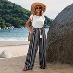 Damen Palazzo-Hose mit elastischem Bund und auffälligem Muster R&B