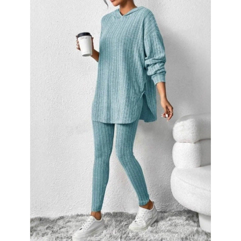 Damen Bequemes Lounge-Set mit Kapuze und schmalen Hosen R&B