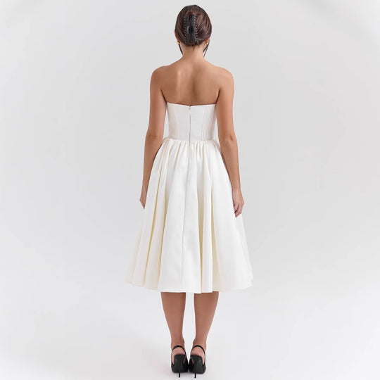 Damen Couture-Kleid im schulterfreien Trägerdesign mit voluminösem Rock R&B