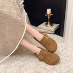 Damen Clogs aus hochwertigem Wildleder mit eleganter Schnalle R&B