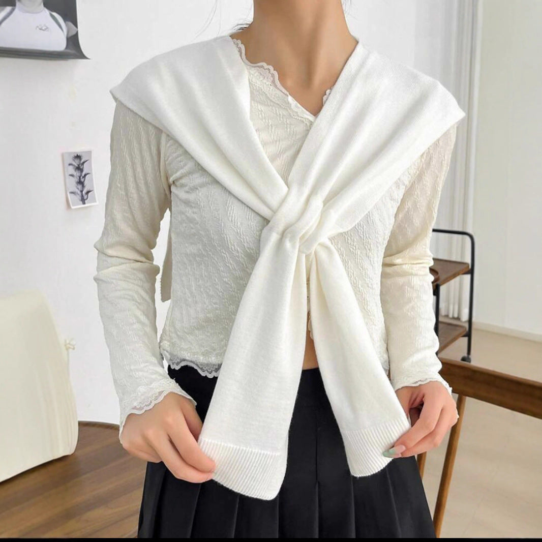 Damen modische Strickschal mit knoten Detail