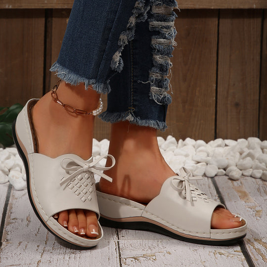 Damen Riemchen-Sandalen mit geflochtenem Design und komfortablem Fußbett R&B