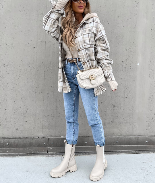 R&B | Street Style Chic Karierte Jacke mit Kapuze