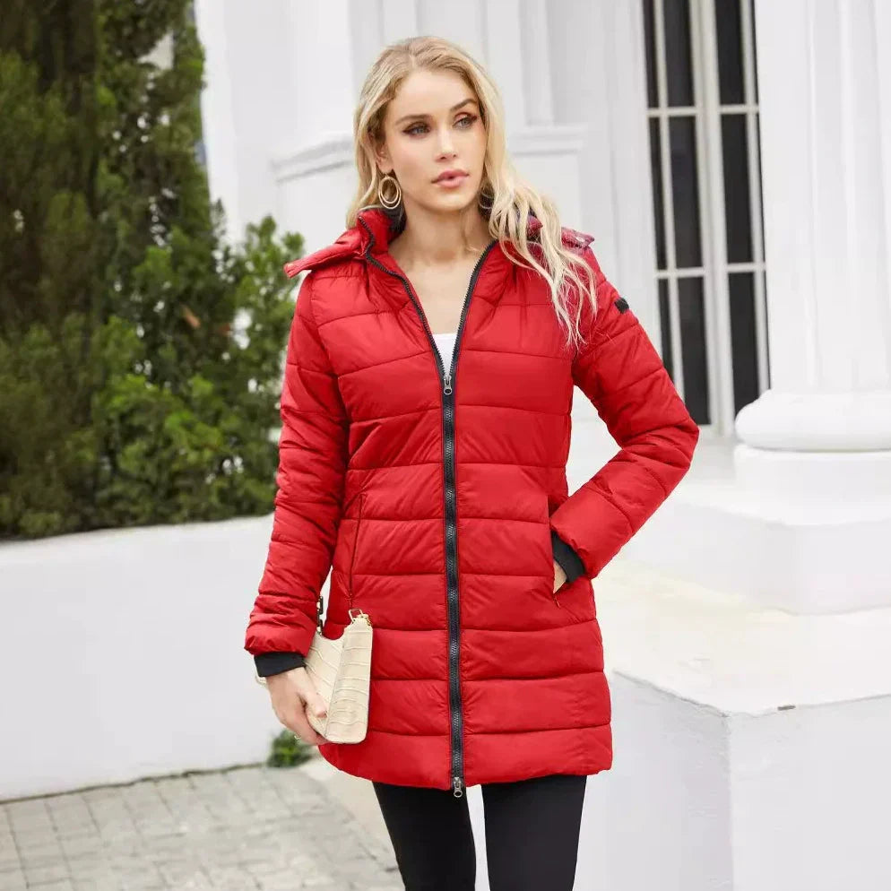 R&B | Pufferjacke - Gefüttert - Abnehmbare Kapuze - Gerippte Bündchen - Mittellange Passform