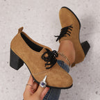 Damen elegante Plateau-Schnürschuhe mit modischem Blockabsatz und komfortablem Fußbett