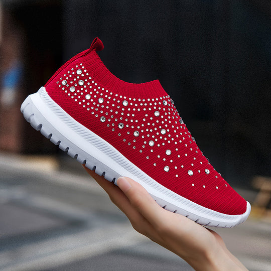 Damen modische Slip-On Sneakers mit Glitzerapplikationen R&B