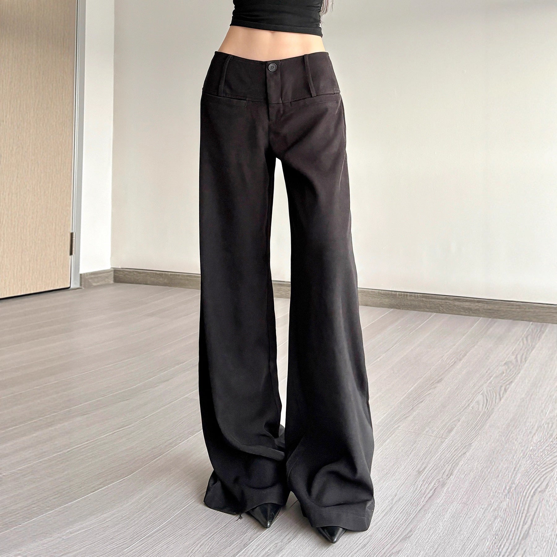 Damen Weite Flared-Hose mit hohem Bund und seitlichen Taschen R&B
