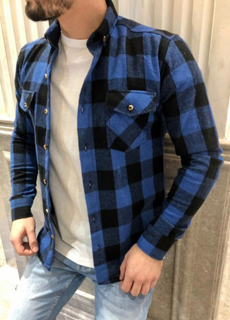 R&B | Hemd Karierter Flanell Relaxed Fit Langärmelig Mit Brusttaschen