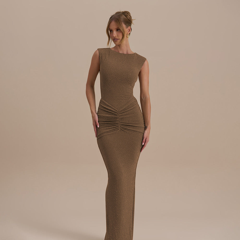 Damen glamouröses Abendkleid mit figurbetontem Schnitt und eleganter Raffung R&B