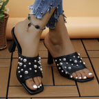 Damen Elegante modische Sandalen mit schimmernden Perlen R&B