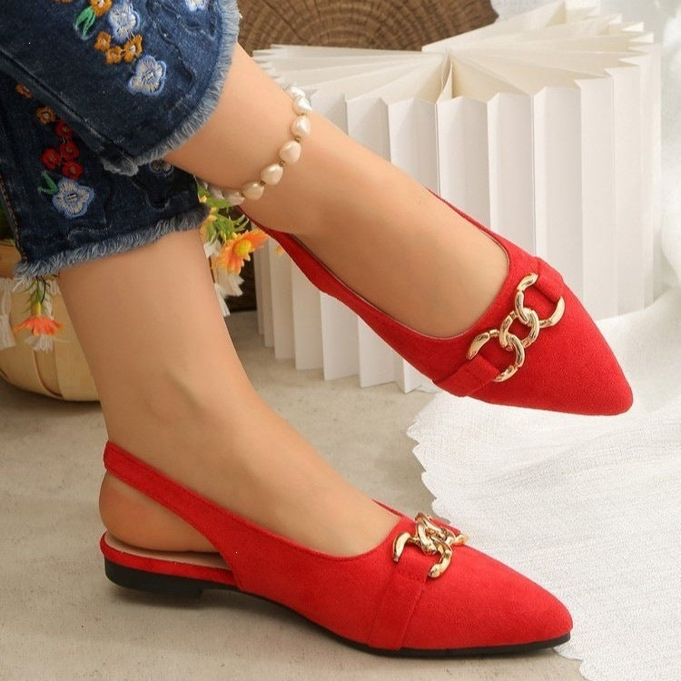 Damen Slingback Ballerinas mit modischem Kettendesign R&B