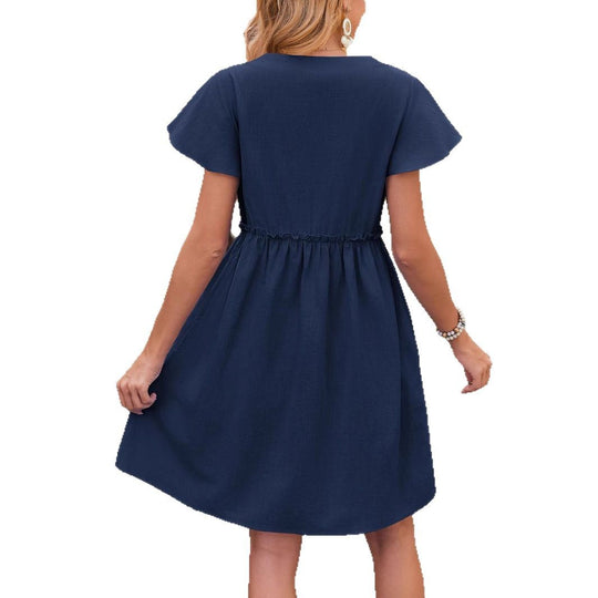 Damen Drehkleid mit Knopfleiste und Taschen R&B